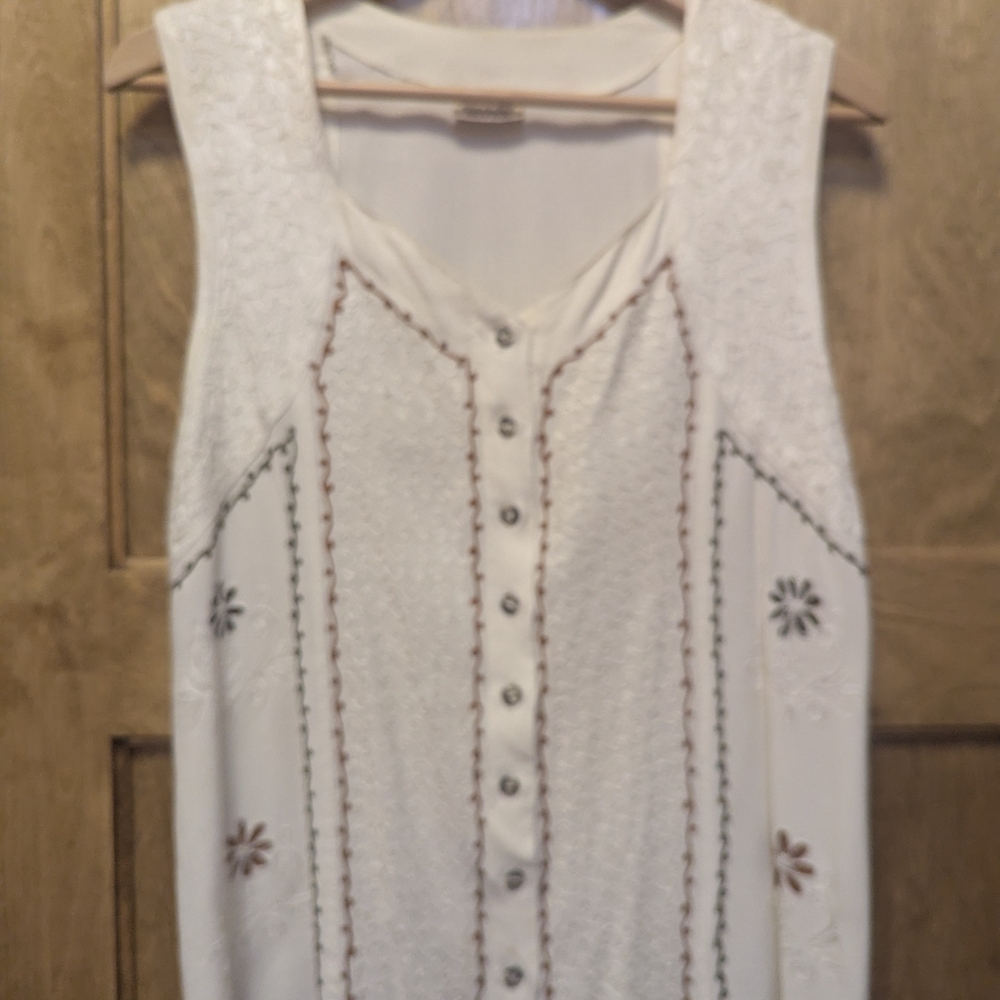India Boutique White Sleeveless Embellished Tank Top